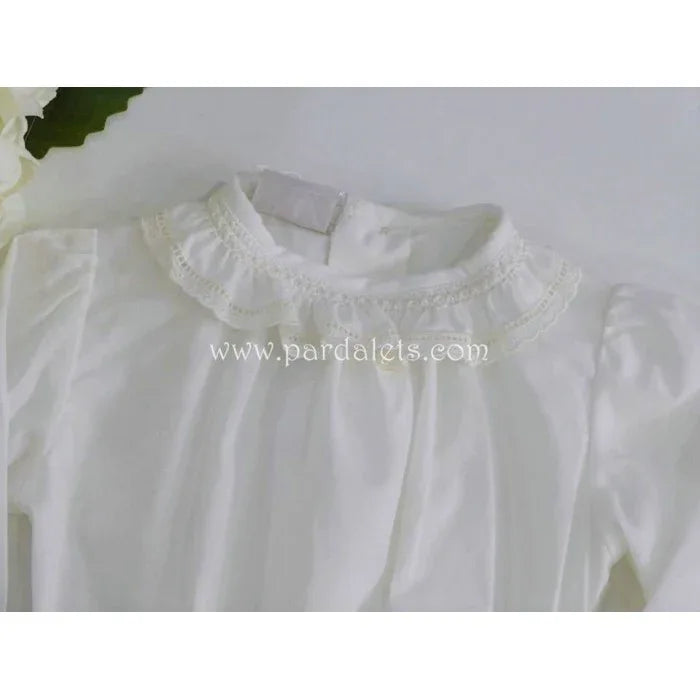 Blusa beig con culote organza circulos - PARDALETS