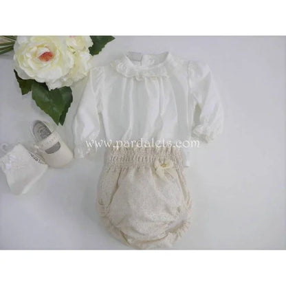 Blusa beig con culote organza circulos - PARDALETS