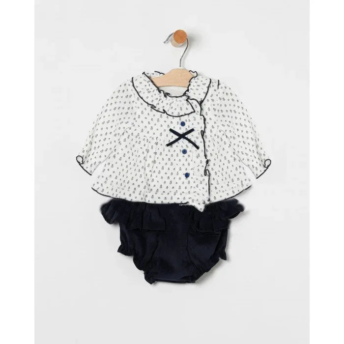 Blusa flores marino y braguita marino - PARDALETS