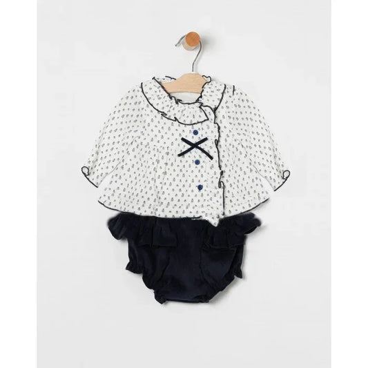 Blusa flores marino y braguita marino - PARDALETS