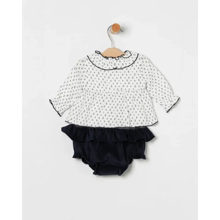 Blusa flores marino y braguita marino - PARDALETS