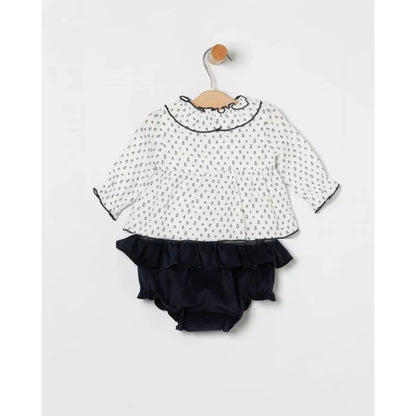 Blusa flores marino y braguita marino - PARDALETS