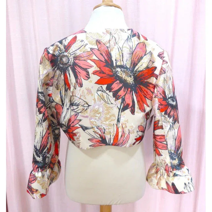 Bolero brocado estampado floral rojo - PARDALETS