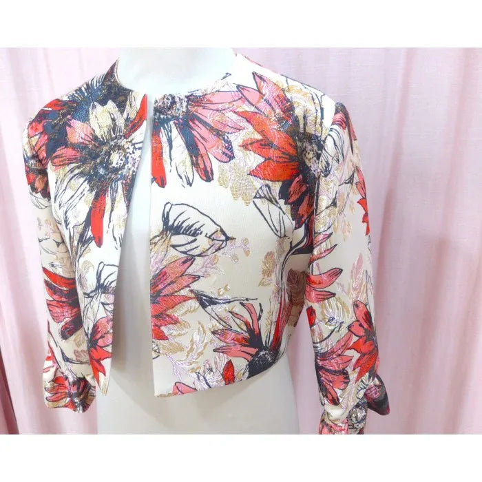 Bolero brocado estampado floral rojo - PARDALETS