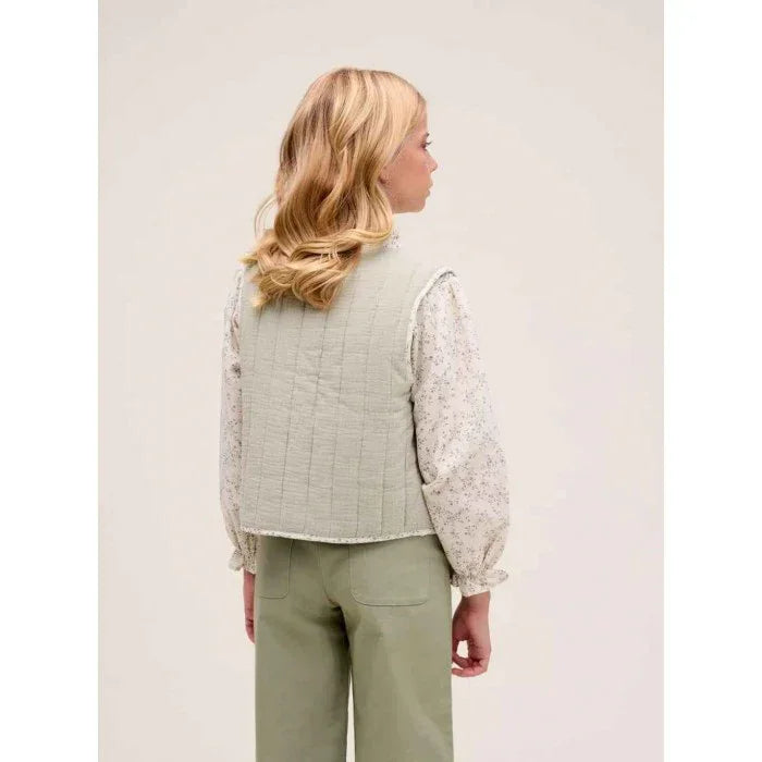 Camisa beig con flores verdes - PARDALETS