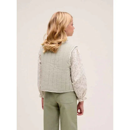 Camisa beig con flores verdes - PARDALETS