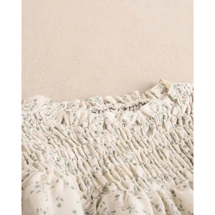 Camisa beig con flores verdes - PARDALETS