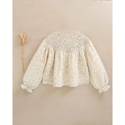 Camisa beig con flores verdes - PARDALETS