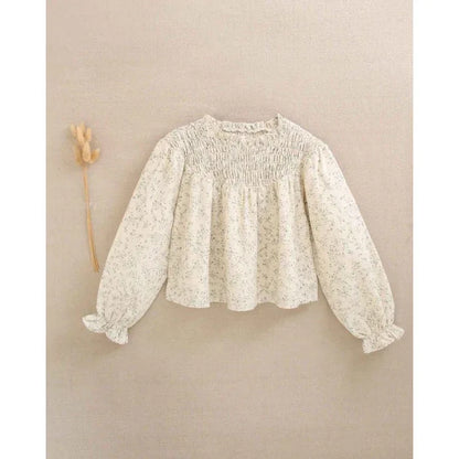 Camisa beig con flores verdes - PARDALETS