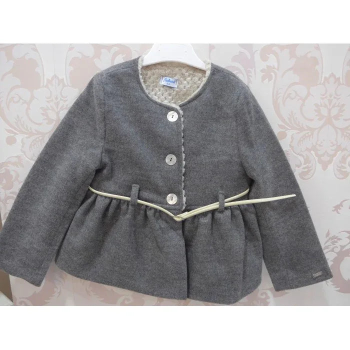 Chaqueta gris con cinturón y pelito por dentro - PARDALETS