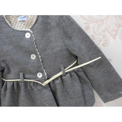 Chaqueta gris con cinturón y pelito por dentro - PARDALETS