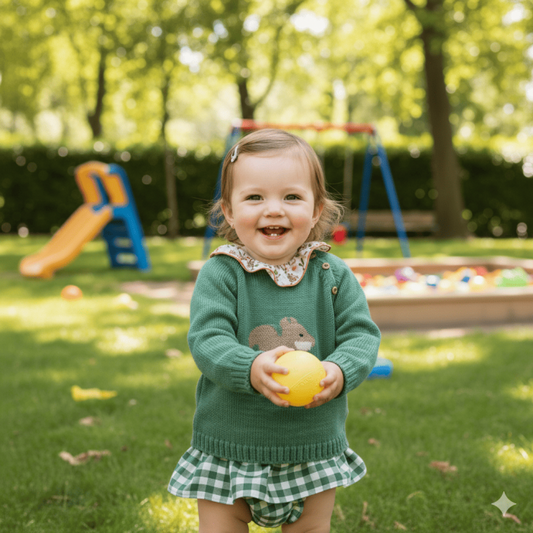 Conjunto 3 piezas camisa flores jersey ardilla