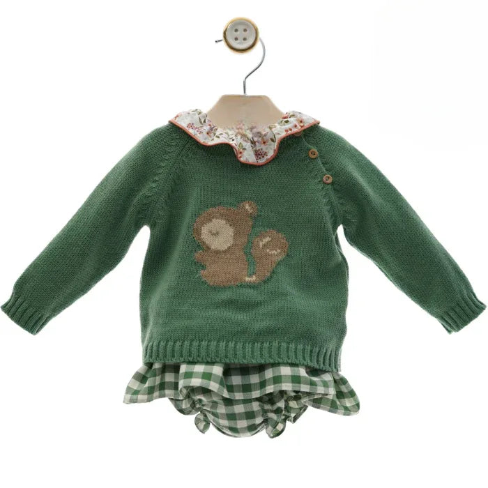 Conjunto 3 piezas camisa flores jersey ardilla - PARDALETS