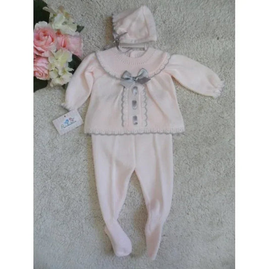 CONJUNTO 3 PIEZAS ROSA CON LAZO GRIS - PARDALETS