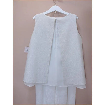 Conjunto blusa blanca brillante y pantalon largo blanco - PARDALETS