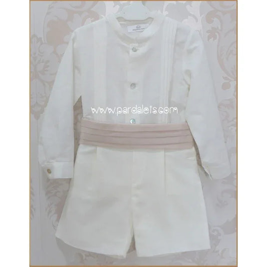 Conjunto camisa beig y short beig con fajin - PARDALETS