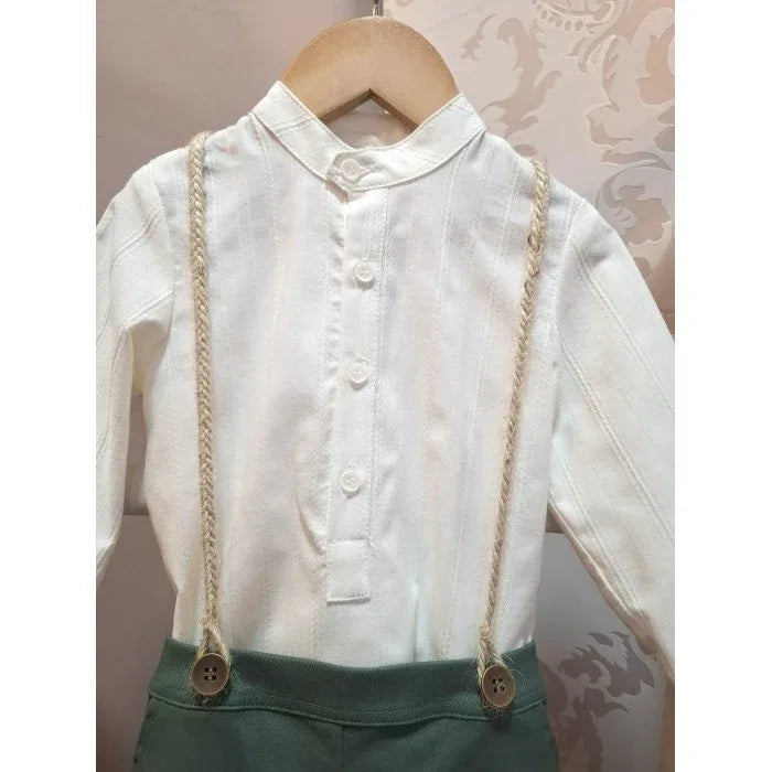 Conjunto camisa beig y short verde "Audrey" - PARDALETS