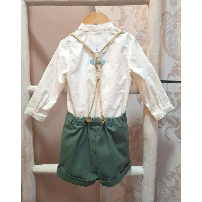 Conjunto camisa beig y short verde "Audrey" - PARDALETS