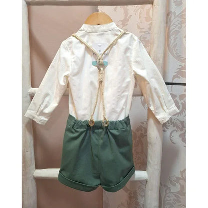 Conjunto camisa beig y short verde "Audrey" - PARDALETS