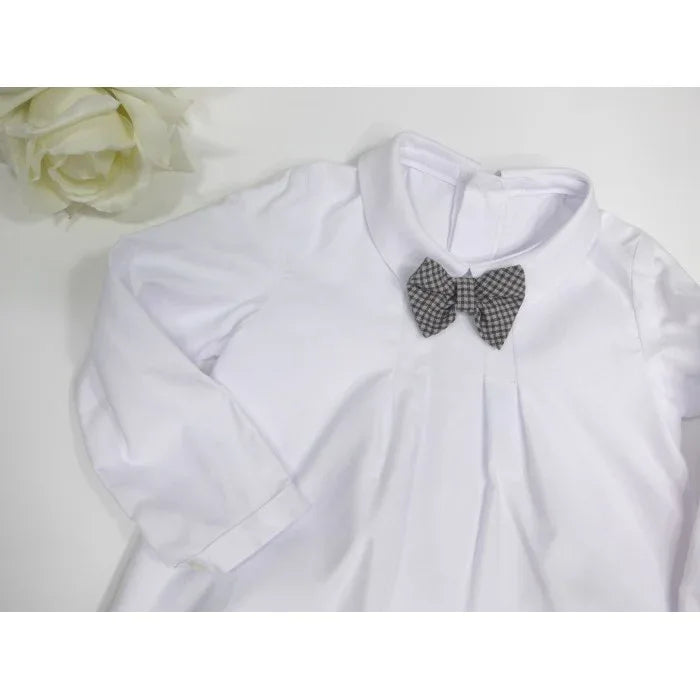 Conjunto camisa blanca y bombacho marrón cuadros "Patti" - PARDALETS