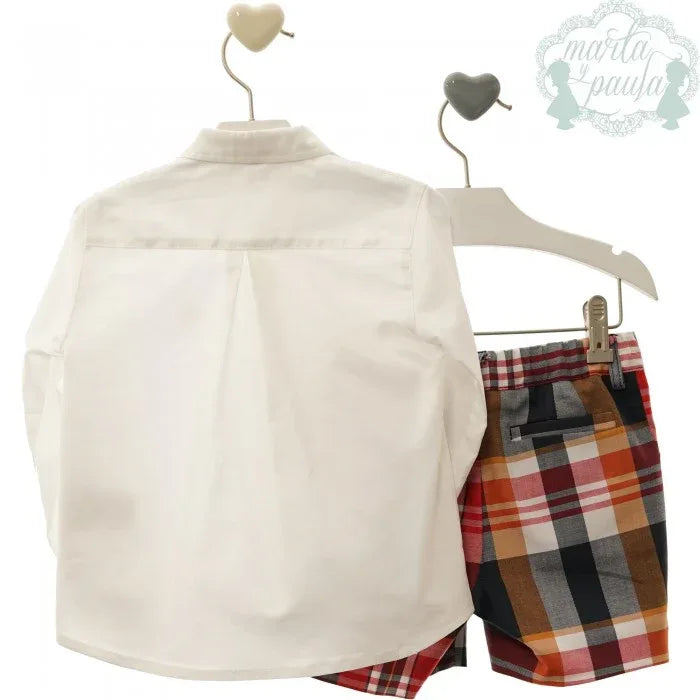 Conjunto camisa blanca y short cuadros "Tiziano" - PARDALETS