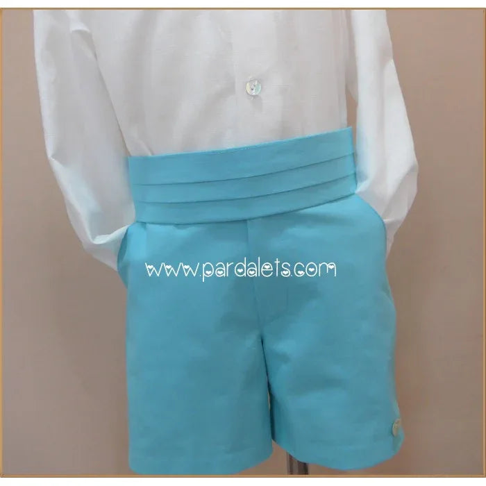 Conjunto camisa blanca y short verde con fajin - PARDALETS