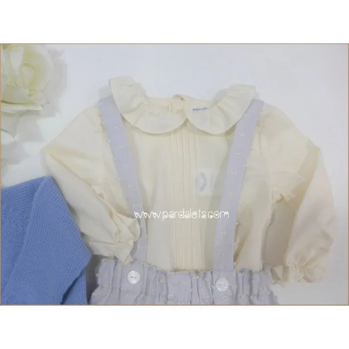 Conjunto camisa, bombacho plumeti con tirantes y jersey azul "Dumbo" - PARDALETS