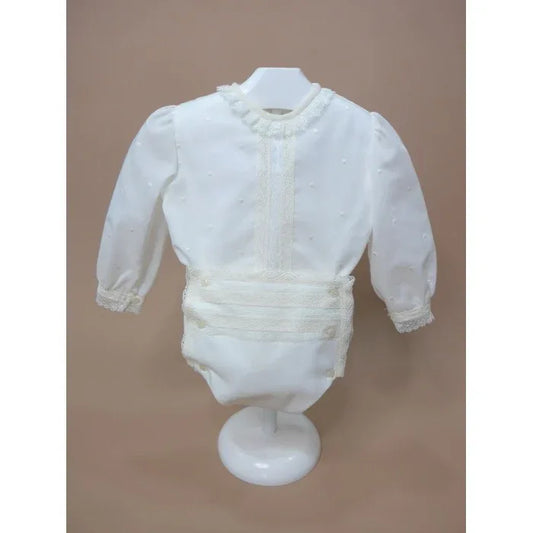 Conjunto camisa bordada y culote batista beig - PARDALETS