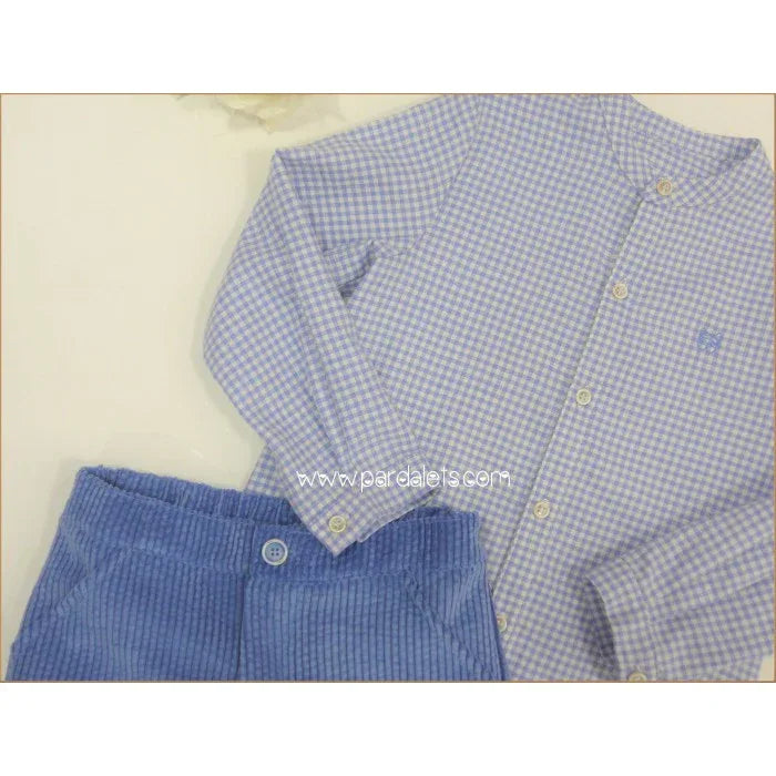 Conjunto camisa cuadritos azules y short pana azul "Magia" - PARDALETS