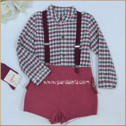 Conjunto camisa, short y tirantes "Lienzo" - PARDALETS