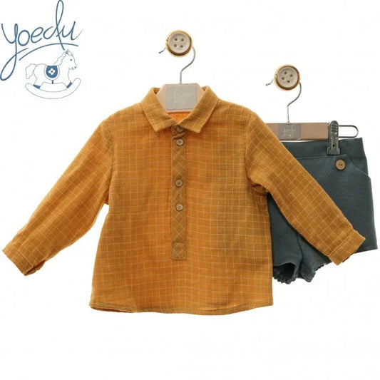 Conjunto camisa mostaza y short azul "Simba" - PARDALETS