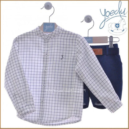 Conjunto camisa rayas azules y short azul "Telar" - PARDALETS