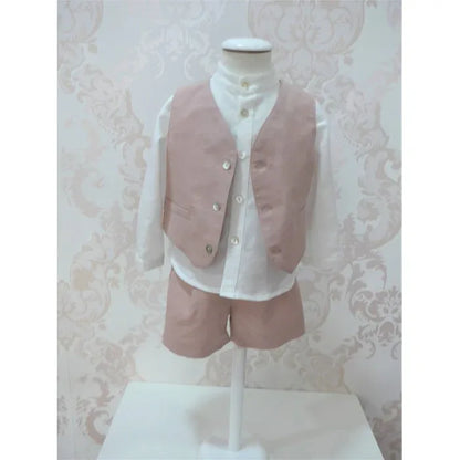 Conjunto camisa, short, chaleco y fajin rosa empolvado - PARDALETS