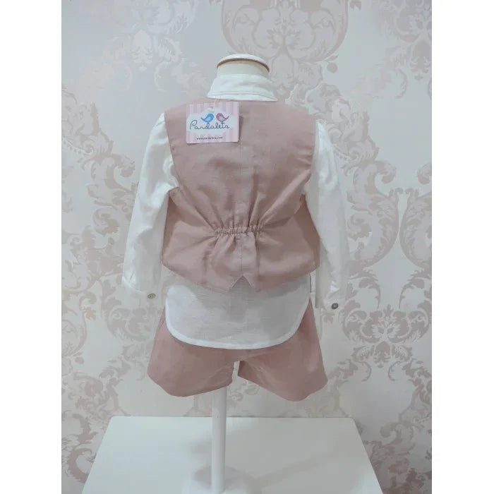 Conjunto camisa, short, chaleco y fajin rosa empolvado - PARDALETS