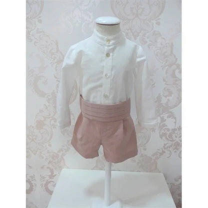 Conjunto camisa, short, chaleco y fajin rosa empolvado - PARDALETS