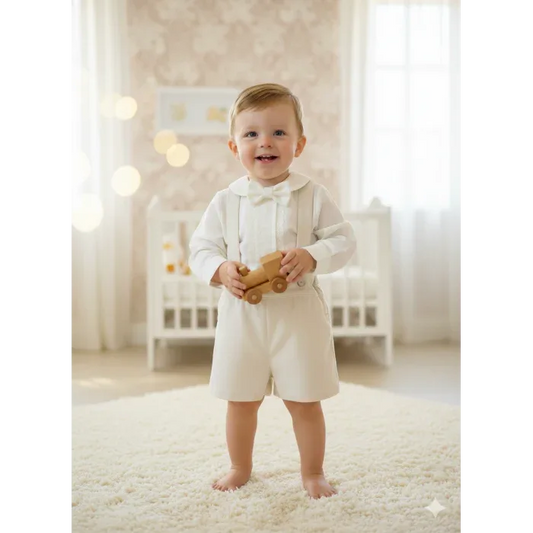 Conjunto camisa y short con tirantes terciopelo beig - PARDALETS