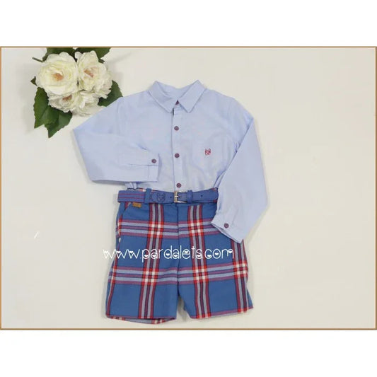 Conjunto camisa y short cuadros "Petirrojo" - PARDALETS