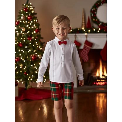 Conjunto camisa y short cuadros rojos y verdes "Tartan" - PARDALETS