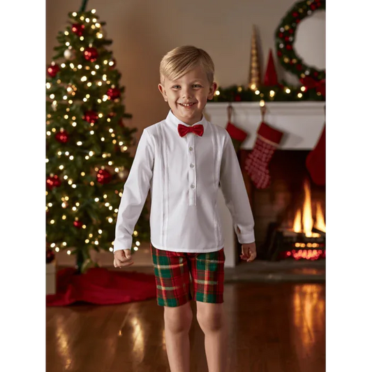 Conjunto camisa y short cuadros rojos y verdes "Tartan" - PARDALETS
