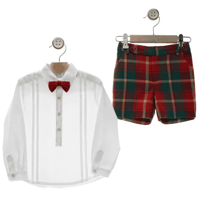Conjunto camisa y short cuadros rojos y verdes "Tartan" - PARDALETS