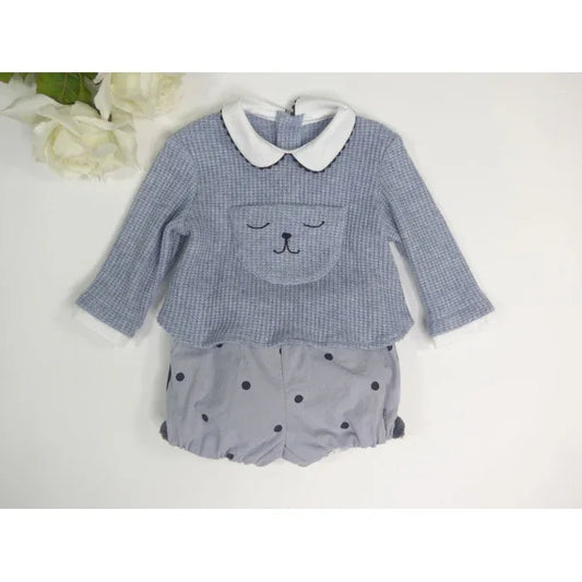 Conjunto jersey punto osito y bombacho topitos "Madonna" - PARDALETS