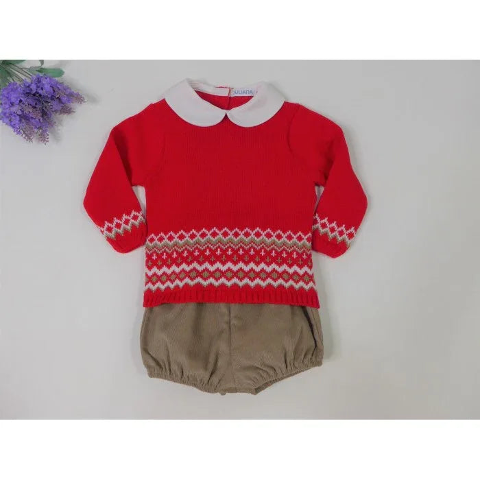 Conjunto jersey rojo y bombacho marron - PARDALETS