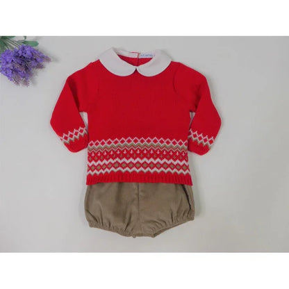Conjunto jersey rojo y bombacho marron - PARDALETS