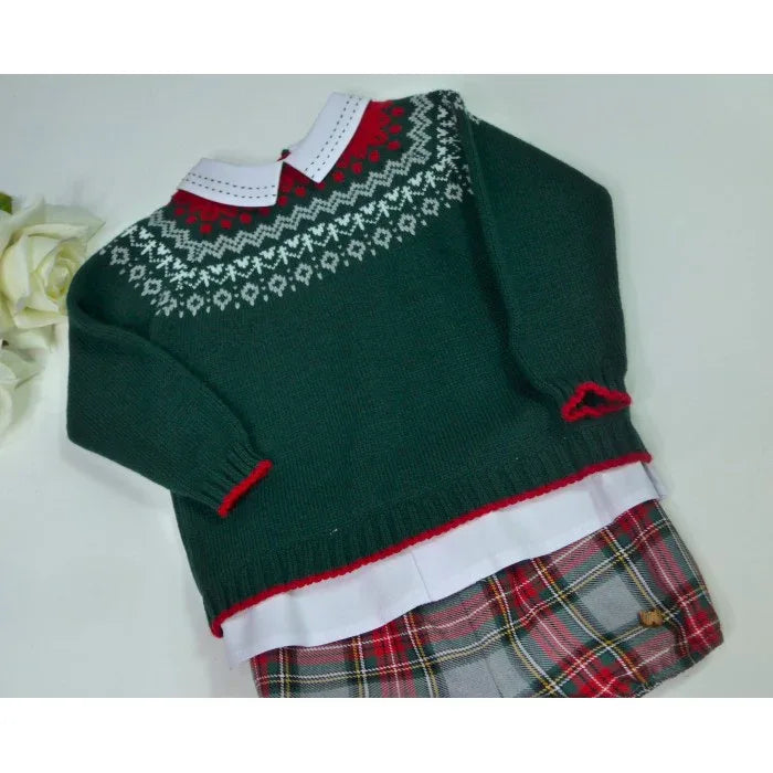 Conjunto jersey verde y bombacho cuadros "Ilusion" - PARDALETS