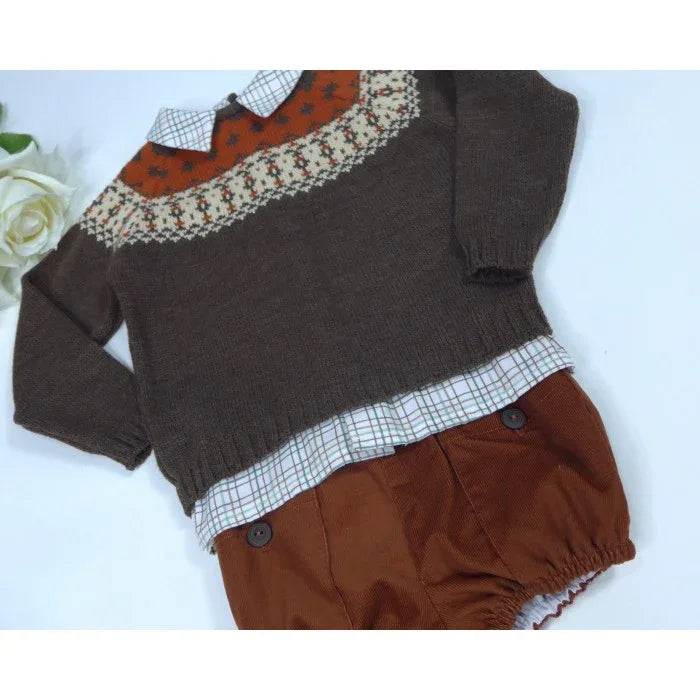 Conjunto jersey y bombacho marrón "Turrón" - PARDALETS