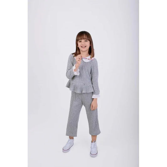 Conjunto jersey y pantalon punto gris - PARDALETS