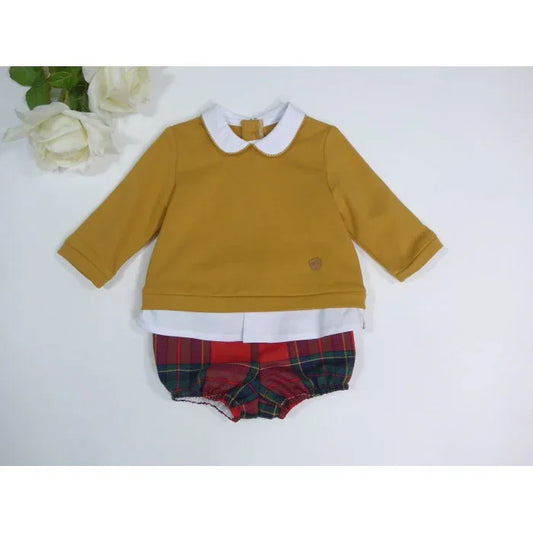Conjunto sudadera caramelo y bombacho escocés "Atenas" - PARDALETS