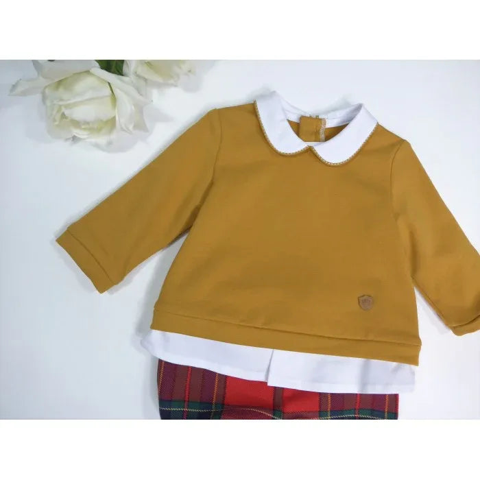Conjunto sudadera caramelo y bombacho escocés "Atenas" - PARDALETS