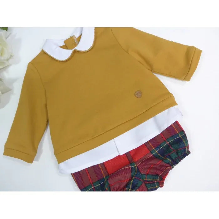 Conjunto sudadera caramelo y bombacho escocés "Atenas" - PARDALETS