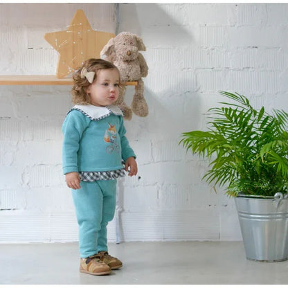 Conjunto sudadera verde zorrito con lazito y pantalon largo - PARDALETS